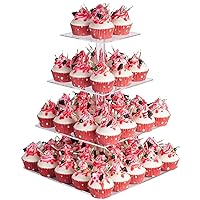 YestBuy 4 Tier Acrylic Cupcake Stand, Premium Cupcake Holder, Acrylic Cupcake Tower Display Cady Bar Party Décor â Display for Pastry(4.7