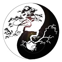 Large Vinyl Wall Decal Yin Yang Tree Zen Asian Style Stickers Mural (ig3676) Brown