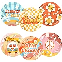 Groovy Paper Plates Boho Groovy Party Plate Disposable 9 inch Pastel Birthday Plate 70s Groovy Daisy Flower Dinner Plates for Groovy Birthday Retro Hippies Theme Baby Shower Party Supplies, 48 PCS