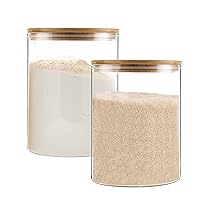 YUNCANG Glass Storage Jars,2 PACK -108oz/3200ml Clear Glass Food Storage Containers with Airtight Bamboo Lid Stackable Kitchen Canisters for Candy,Cookie,Rice,Sugar,Flour,Pasta,Nuts and Spice Jars