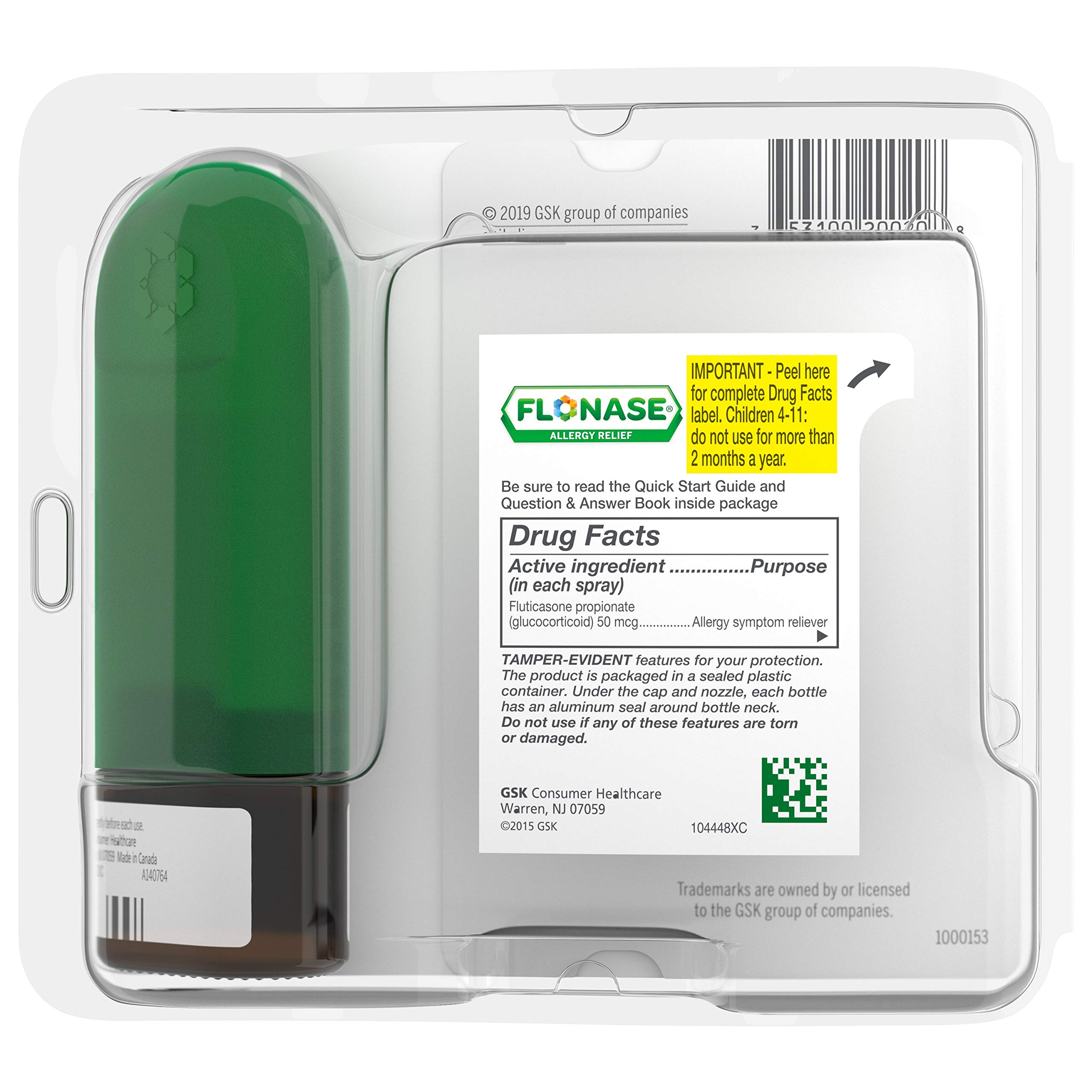 Flonase Allergy Relief Nasal Spray, 24 Hour Non Drowsy Allergy Medicine, Metered Nasal Spray - 120 Sprays, 0.54 Fl Oz (Pack of 1)