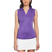 PGA TOUR Women's Polka Dot Printed Sleeveless Golf Polo Shirt