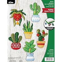 Bucilla Felt Applique 6 Piece Ornament Making Kit, House Plants, Perfect for DIY Arts and Crafts, 89634E, Holiday Houseplants