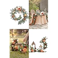 Ling's moment Wedding Table Centerpiece Package, Extended 9ft Floral Garland for Head Table/Sweetheart Table Decor(Set of 1), 2ft Garland Centerpiece Arrangement for Reception Table Decor(Set of 6)