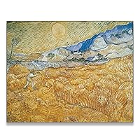 Wheat Fields with Reaper at Sunrise - Famous Artist Vincent Van Gogh Art Reproduction Oil Pianting Print Canvas Poster Wall For Livingrooms Bedrooms Offices Unframed(8 * 10in)
