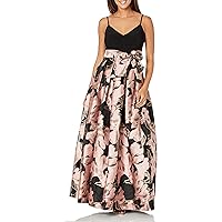 Eliza J Women's Gown Style Floral Jacquard Spaghetti Strap Vneck Dress