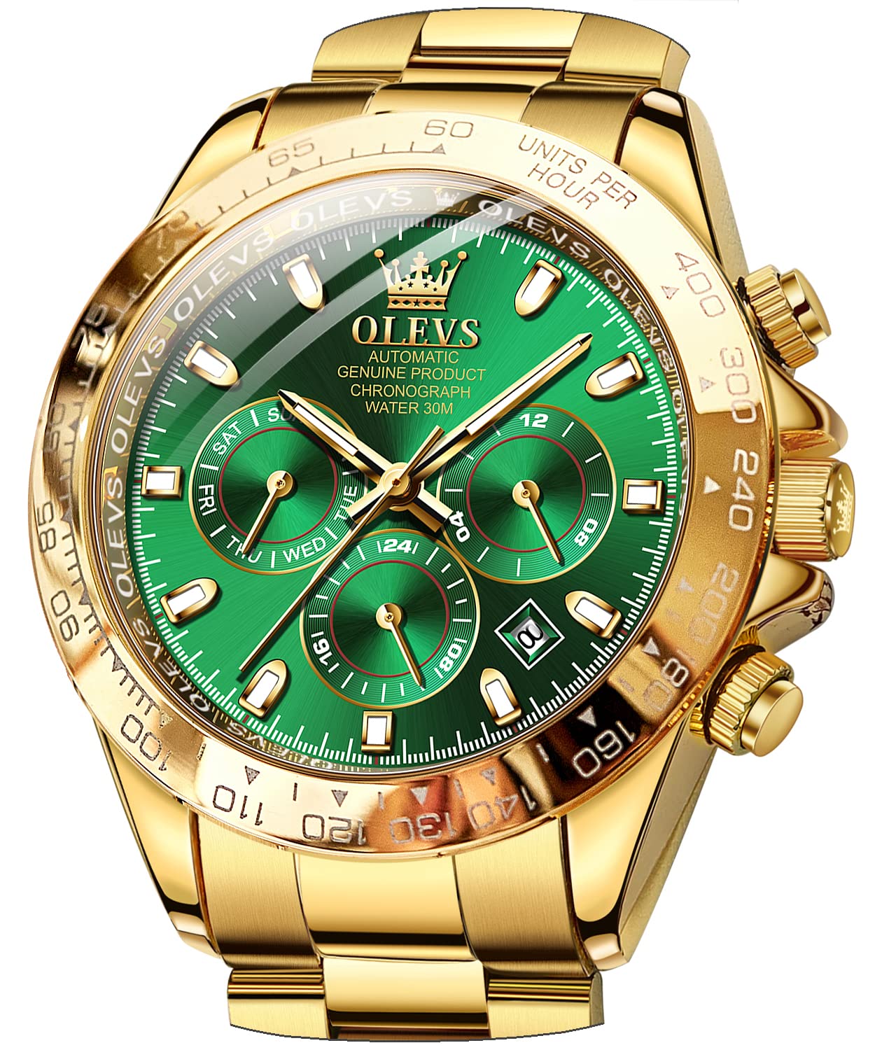 OLEVS Herren-Armbanduhr, automatisch, mechanisch, selbstaufziehend, wasserdicht, leuchtend, Kalender, multifunktional, Edelstahl, lässig, Business, Luxus-Kleid