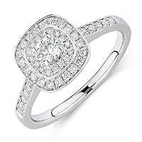 1.00 Cttw Round Brilliant Diamond Double Halo Bridal Wedding Solitaire Cz Engagement Promise Ring in 14K White Gold Plated sterling Silver