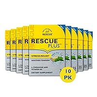 Bach RESCUE PLUS Gum, Natural Mint Flavor, Stress and Tension Relief, L-Theanine and Vitamin B5 Dietary Supplement, Biodegradable Chicle Gum, No Artificial Sweeteners, Flavors, Colors, 10 Pack