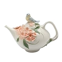 20906 Fine Porcelain Bluebird Apple Blossom Teapot, 8-1/2