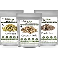 The Spice Way Coriander Seeds 5 oz, Cardamom Pods 4 oz and Cumin Seeds 8 oz