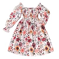 Toddler Girls Long Sleeve Floral Prints Dress Dance Party Dresses Clothes Girls Christmas Dresses Size 8