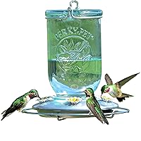 Perky-Pet 785-1SR Mason Jar Vintage Glass Hummingbird Feeder - Outdoor Garden Décor - 32 Oz Nectar Capacity