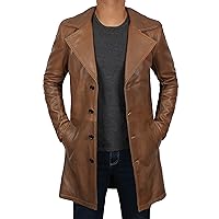 Real lambskin Leather Trench Coats Mens Stylish Casual Trench And Duster Style Long Leather Coat