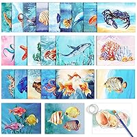 ZOiiWA 48 Pcs Dementia Products for Elderly Reusable Water Painting Toys Ocean Animal Dementia Activities for Adults Seniors Dementia Water Doodle Coloring Set Painting Brush for Elderly Drawing Gifts