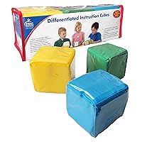 Carson Dellosa Differentiated Instruction Cubes, 3 Large Foam Classroom Pocket Dice with Cards, DIY Foam Picture Blocks with Clear Pockets for Kids, Educational Playing Game Dice, Ages 3 and Up