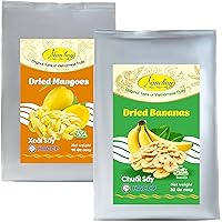 NAM HUY Vietnam's Dried Banana and Dried Mango Snacks, Original Taste of Vietnamese Fruits, No-Added Sugar or Preservatives, Delicious Crispy Texture, HACCP & Halal Certificate (Total 48Oz)