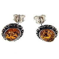 BALTIC AMBER AND STERLING SILVER 925 DESIGNER COGNAC EARRINGS JEWELLERY JEWELRY