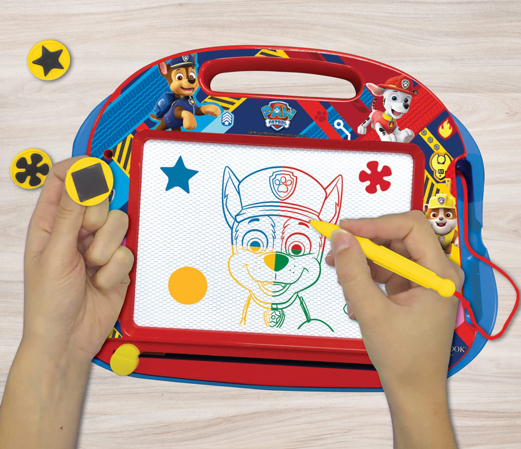LEXIBOOK CRPA550 Multicolor Magic Magnetic Paw Patrol Drawing Board, Artistic Creative Toy for Girls and Boys, Stylus Pen and Stamps, Red/Blue