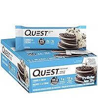 Quest Nutrition Cookies & Cream Protein Bars, High Protein, Low Carb, Gluten Free, Keto Friendly, 12 Count