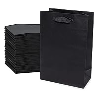 Prime Line Packaging 6x3x9 50 Pack Mini Black Gift Bags with Handles Small, Party Gift Bags, Kraft Paper Gift Bags Bulk for Small Business, Boutique