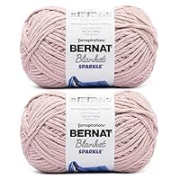Bernat Blanket Sparkle Fig Yarn - 2 Pack of 10.5oz/300g - Polyester - #6 Super Bulky - 220 Yards - Knitting & Crochet