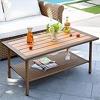 YITAHOME Outdoor Wicker Coffee Table with 2-Layer, 39.4