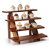 Acacia Cupcake Display Stand - Display Stand for Vendors - Wood Cupcake Stands for Dessert - Wooden Display Shelves - Farmhouse Table Cake Stand for 24 Cupcakes Decorative ( Acacia Wood )