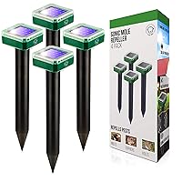 Livin' Well Solar Sonic Pest Repeller Stakes - 4pk Outdoor Pest Repellent with 5,000 Feet Range, Solar Powered Animal Control, Rodent Repellent and Deterrent for Mole, Vole, Gopher