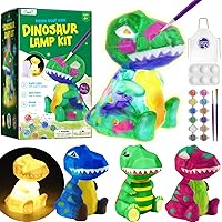 Paint Your Own Dinosaur Lamp Kit, Art Supplies Arts & Crafts Kit, Painting kit for Kids 6-12, Dinosaur Toys for Boys Girls and Kids, Girls Boy Birthday Gift Ages 3 4 5 6 7 8 9 10 11 12+