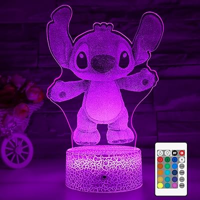 HONRG Stitch Gifts for Kids Stitch Night Light for Kids Stitch Room Decor Lamp 16 Colors Remote Control Stitch Lights Stich Gift Ideas for Boys