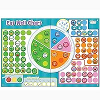 Eat Well Magnetic Food Chart Eat Healthy Reward Chart for Children - Colour-Coded Food Images to Encourage Good Eating Habits - Magnetic Chart to Track Daily Goals and Healthy Diet