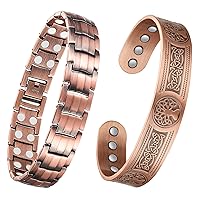 12X Strength Wide Copper Bracelet for Men Enhanced Magnetic Bracelets for Men with 3800 Gauss Magnets,Pure Copper Jewelry Adjustable Cuff Bangle with Giftable Box,Original Design