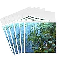 3dRose Monets Water Lillies Painting - Greeting Cards, 6 x 6 inches, set of 6 (gc_49340_1)