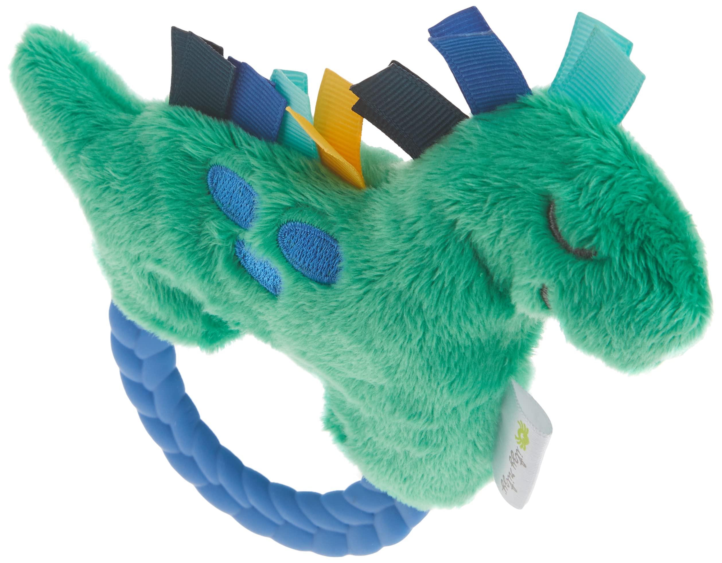 Itzy Ritzy - Ritzy Rattle Pal with Teether; Features A Minky Plush Character, Gentle Rattle Sound & Soft Teether; Dinosaur