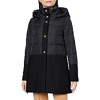 Herno Coat Women's Hybrid Down Coat, Official & Classic, Eco Wool x Lightweight Nylon (No Gloss), Removable Hood