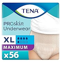TENA Incontinence Underwear for Women, Maximum Absorbency, ProSkin - X-Large - 56 Count