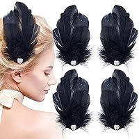 ANCIRS 4 Pack Feather Hair Clips for Women, Fly-Wing Shape Hair Barrettes Accessory Hairpins 1920s Flapper Headpiece Hair Piece for Swan Lake Cosplay Show Dancing Party Halloween Costume- Black