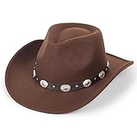INOGIH Women Men Western Cowboy Cowgirl Hat Fedora with Pull-on Closure Outdoor Wide Brim Fedora Hat