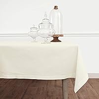 Solino Home Ivory Tablecloth 58 x 144 Inch – Cotton Linen Hemstitch Rectangular Tablecloth – Machine Washable Table Cover for Spring, Mother's Day, Summer, Indoor, Outdoor – Handcrafted