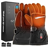 Fohil Heated Gloves for Men Women - Electric Heated Winter Gloves Rechargeable 3200mAh, Waterproof Touchscreen 3 Temperature Level Adjustable Heating Work Gloves for Skiing Motorcycling Hiking