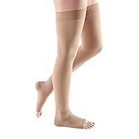 mediven Comfort for Women, 20-30 mmHg – Open Toe Leg Circulation, Thigh High Compression Stockings for Women, Semi-Transparent Leg Support Compression Hosiery