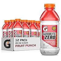 Gatorlyte Zero, Fruit Punch, Zero Sugar Hydration, 20 Fl Oz (Pack of 12)