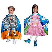 Betty Dain (2-Pack Princess & Astronaut Vinyl Kid's Capes - 36” W x 36” L - Water and Stain Resistant Vinyl, Machine Washable, Touch and Close Fastener, Perfect Size for Children