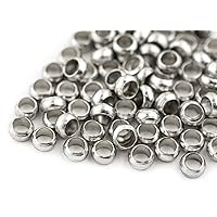 TheBeadChest Silver Round Crimp Beads (4mm, Set of 100)