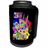 3dRose Eat sleep paint with art palette and art brushes for... - Can Cooler Bottle Wrap (cc_353417_1)