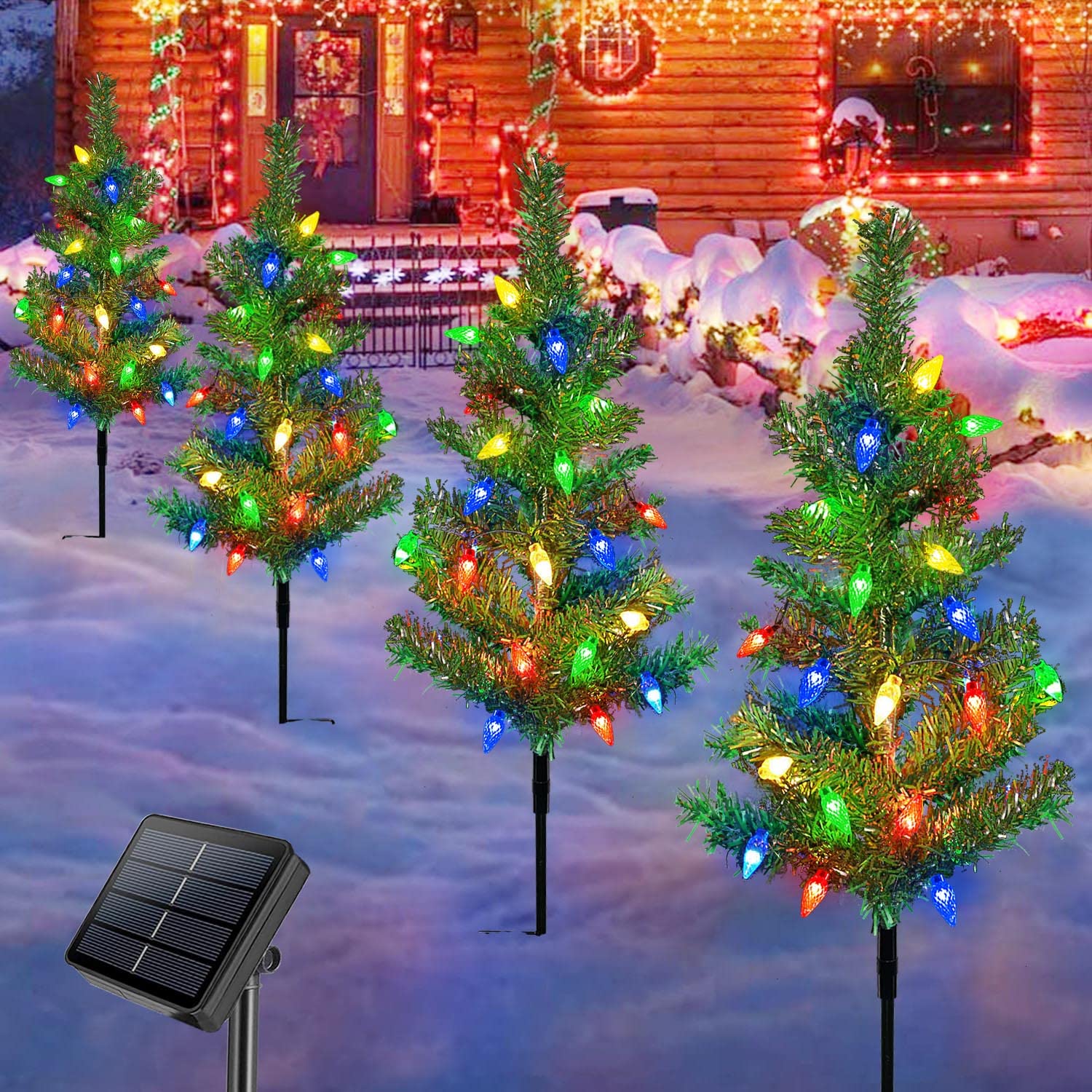 Mua Homeleo 4 Set Solar Christmas Tree w/ 80pcs Multicolor C6 LED ...