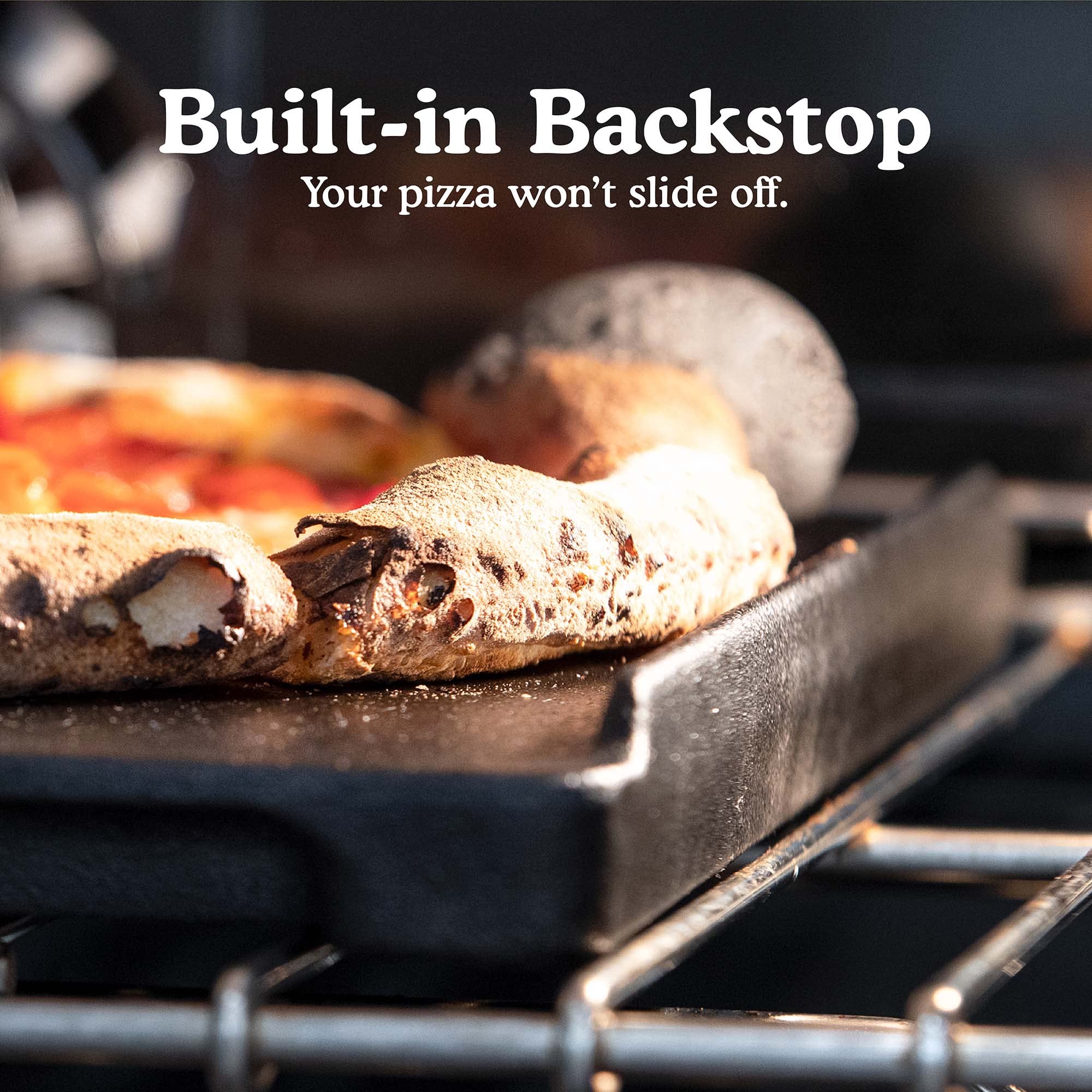 NerdChef Speed Steel - High Performance Pizza Baking Stone | Integrated Backstop & Handles | Heating Fins (13.5