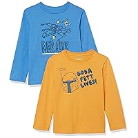 Amazon Essentials Disney | Marvel | Star Wars Boys' Long-Sleeve T-Shirts, Pack of 2, Star Wars Boba Fett Lives, X-Large