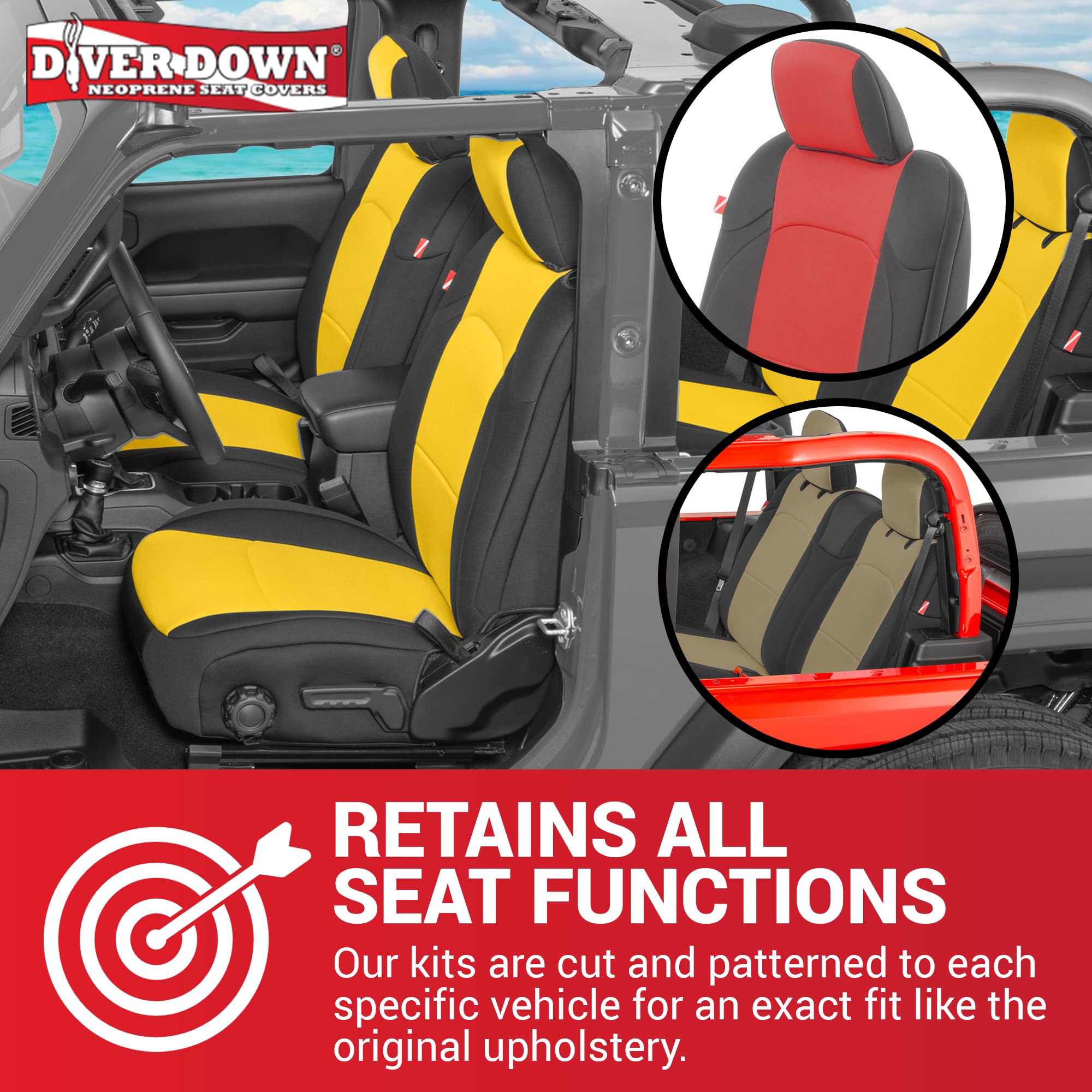 Mua Diver Down Neoprene Seat Cover Set - Fits Jeep JL 2-Door 2018-2022  Wrangler - Front and Back Seat Set - Waterproof Custom Fit Seat Covers -  Fits Jeep Seat Covers Wrangler